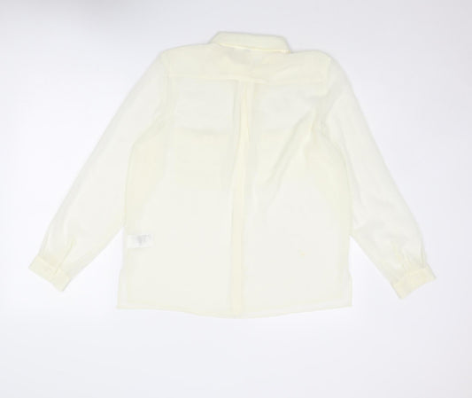 Divided by H&M Womens Ivory Polyester Basic Button-Up Size 8 Collared