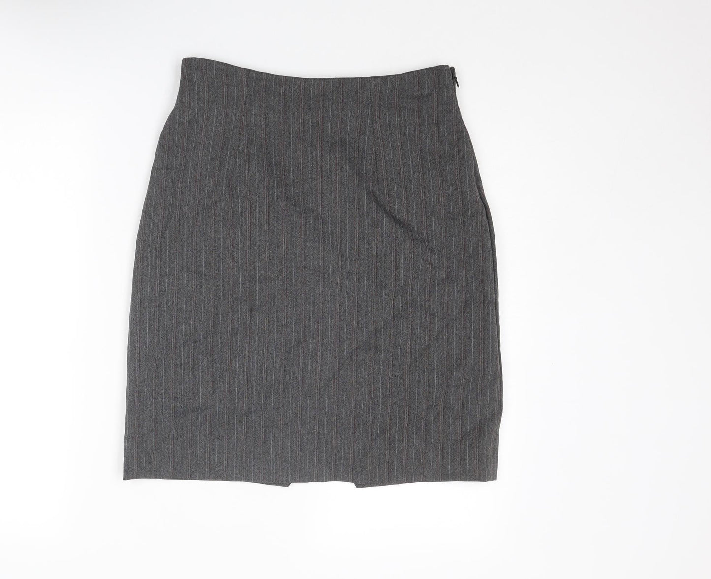 Cazz Womens Grey Striped Polyester Straight & Pencil Skirt Size 28 in Zip