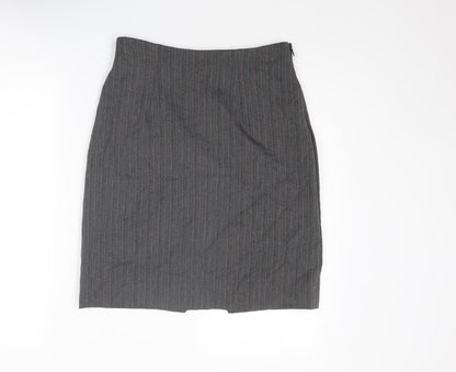 Cazz Womens Grey Striped Polyester Straight & Pencil Skirt Size 28 in Zip