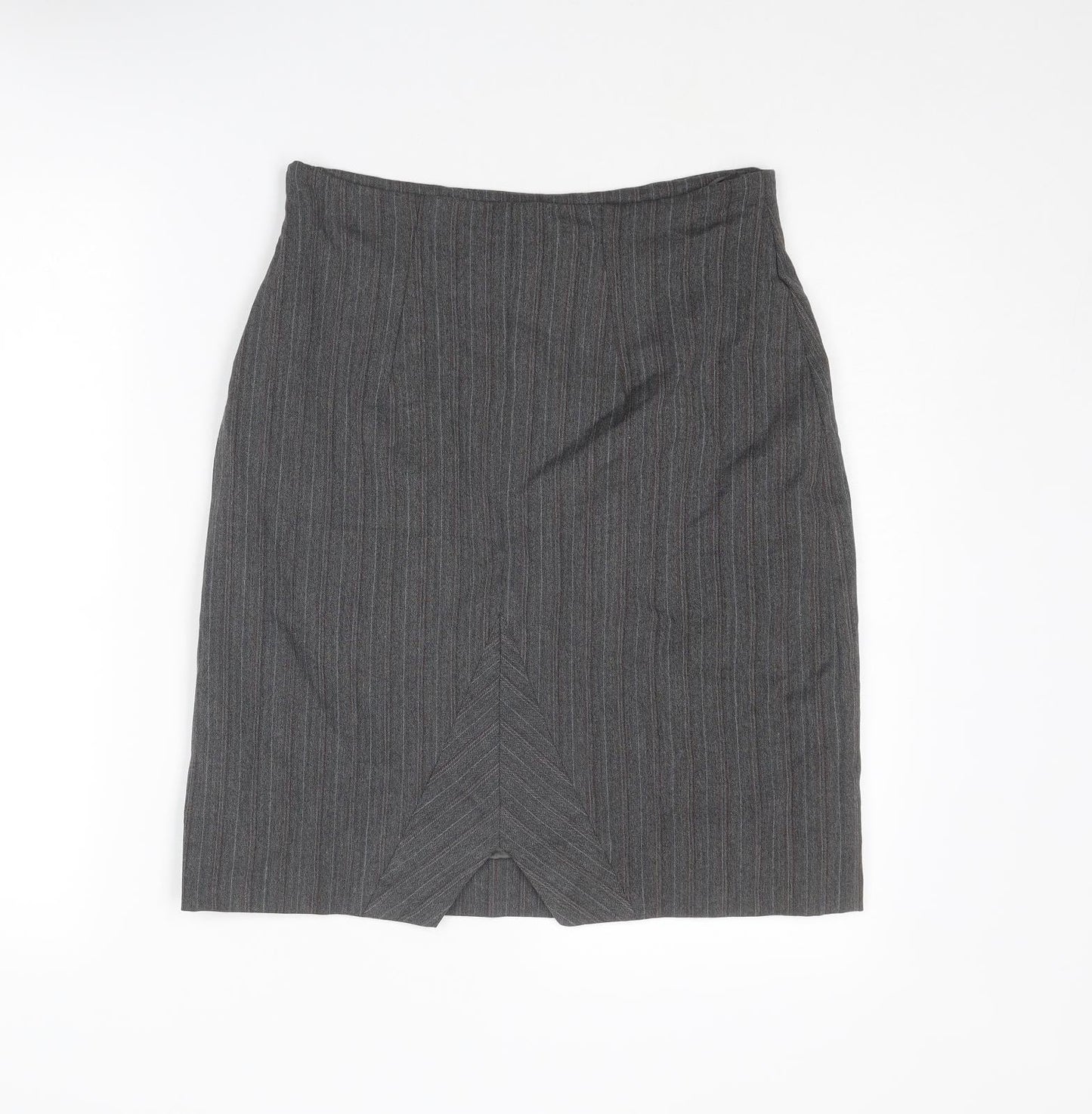 Cazz Womens Grey Striped Polyester Straight & Pencil Skirt Size 28 in Zip