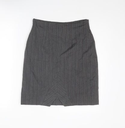 Cazz Womens Grey Striped Polyester Straight & Pencil Skirt Size 28 in Zip