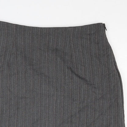Cazz Womens Grey Striped Polyester Straight & Pencil Skirt Size 28 in Zip