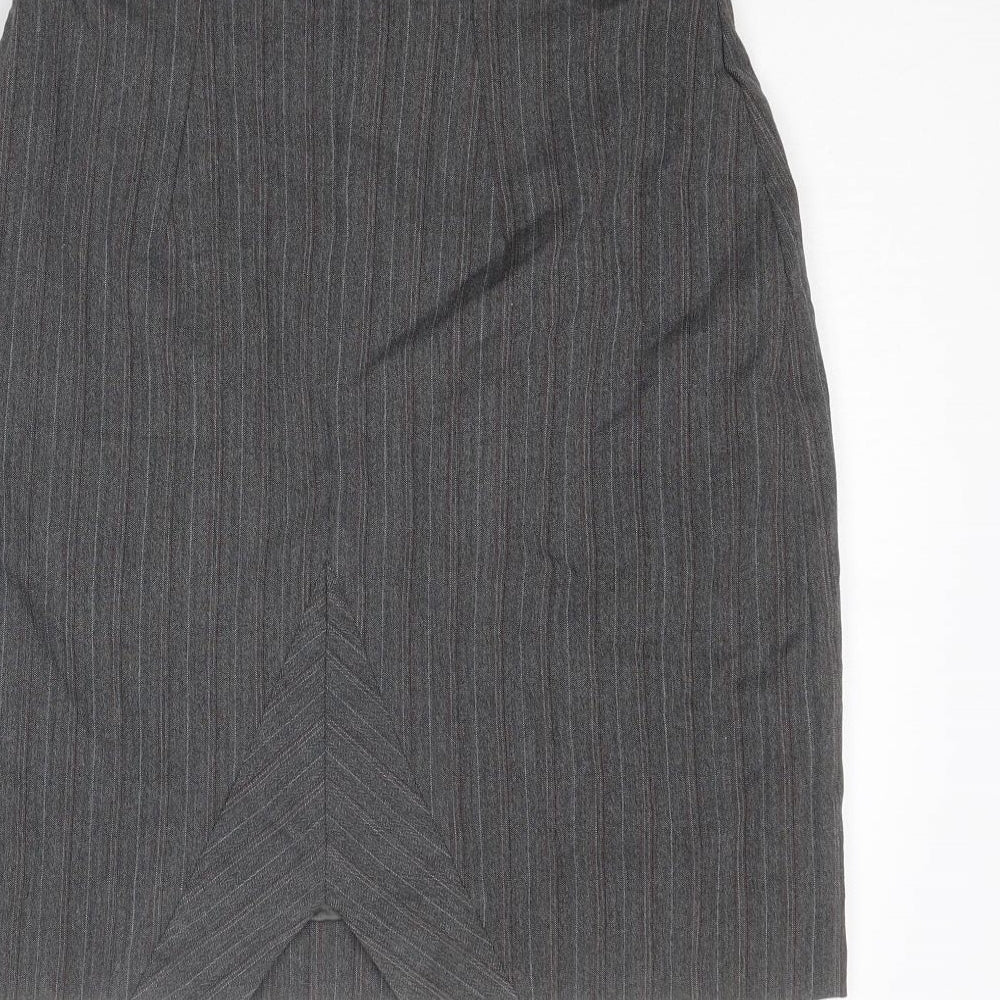 Cazz Womens Grey Striped Polyester Straight & Pencil Skirt Size 28 in Zip