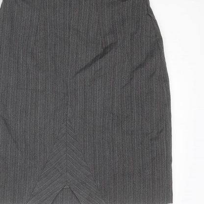 Cazz Womens Grey Striped Polyester Straight & Pencil Skirt Size 28 in Zip