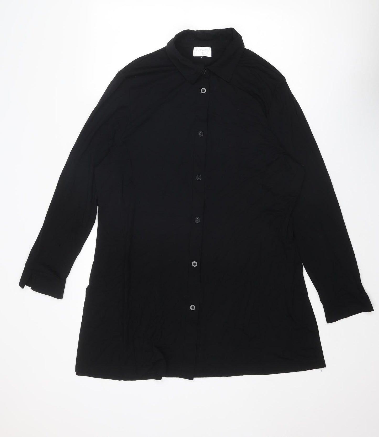 LarkBay Womens Black Viscose Basic Button-Up Size L Collared