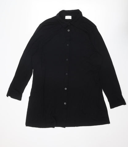LarkBay Womens Black Viscose Basic Button-Up Size L Collared