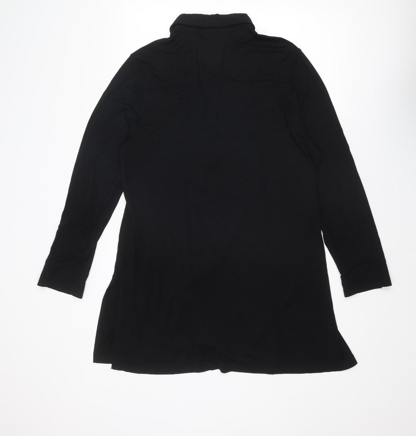 LarkBay Womens Black Viscose Basic Button-Up Size L Collared