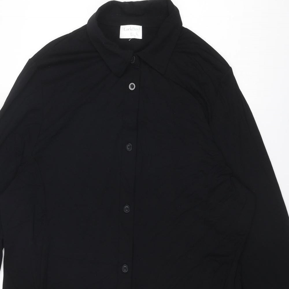 LarkBay Womens Black Viscose Basic Button-Up Size L Collared