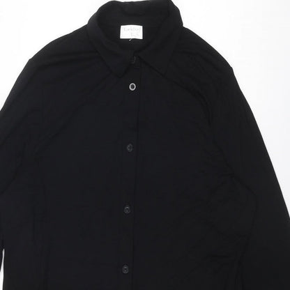 LarkBay Womens Black Viscose Basic Button-Up Size L Collared