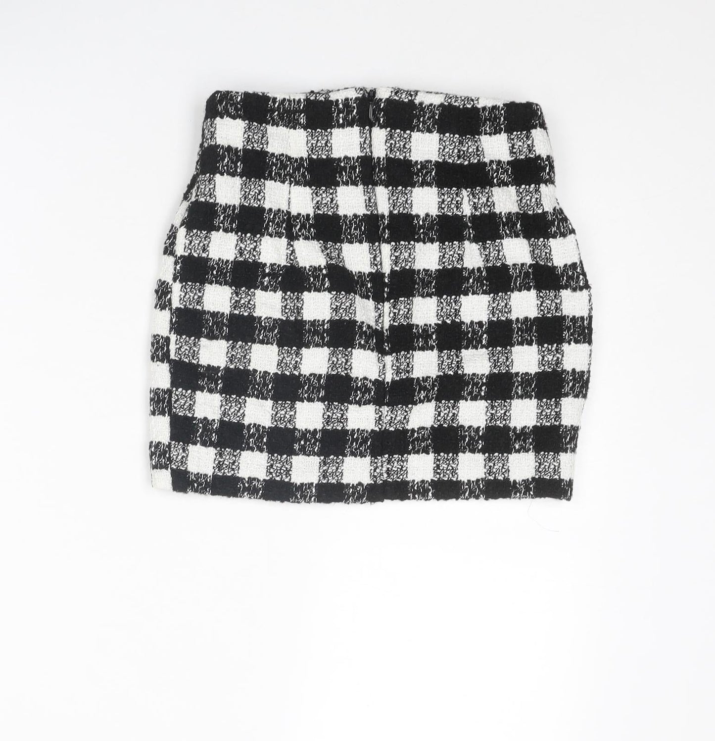 ASOS Womens Black Check Acrylic Mini Skirt Size 8 Zip