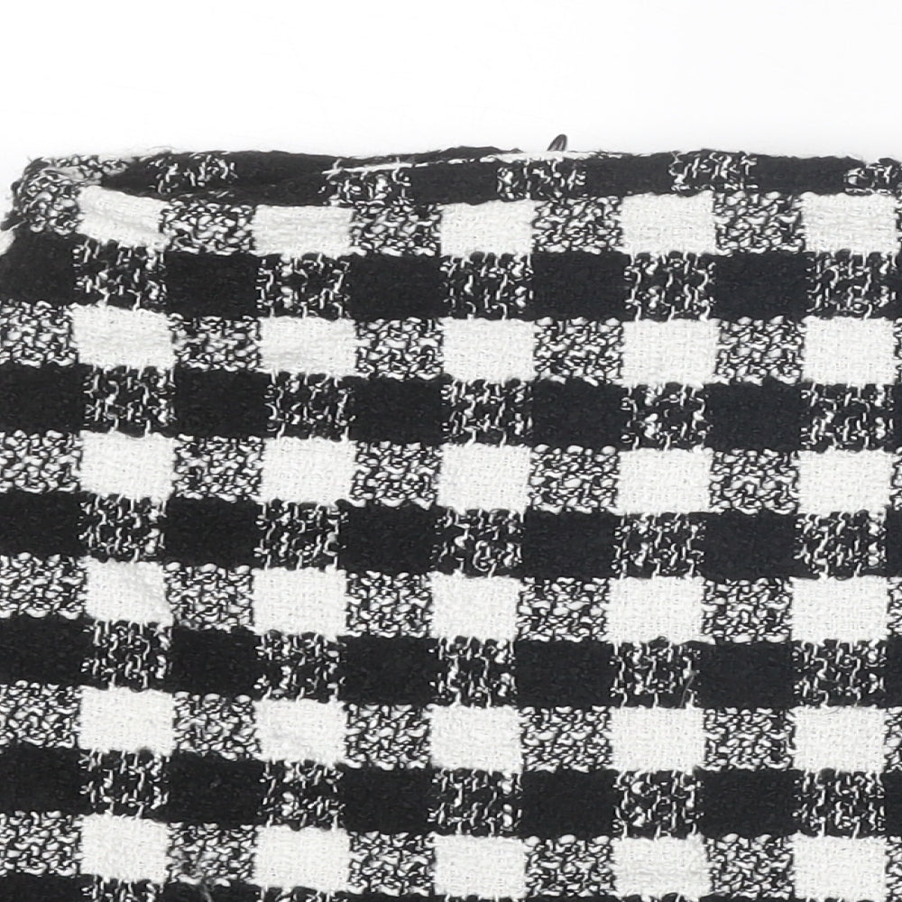 ASOS Womens Black Check Acrylic Mini Skirt Size 8 Zip