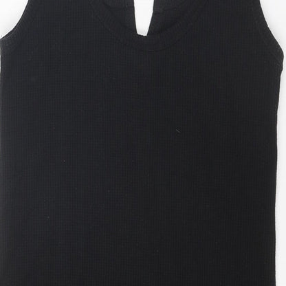 Topshop Womens Black Polyester Tank Dress Size 10 V-Neck Pullover
