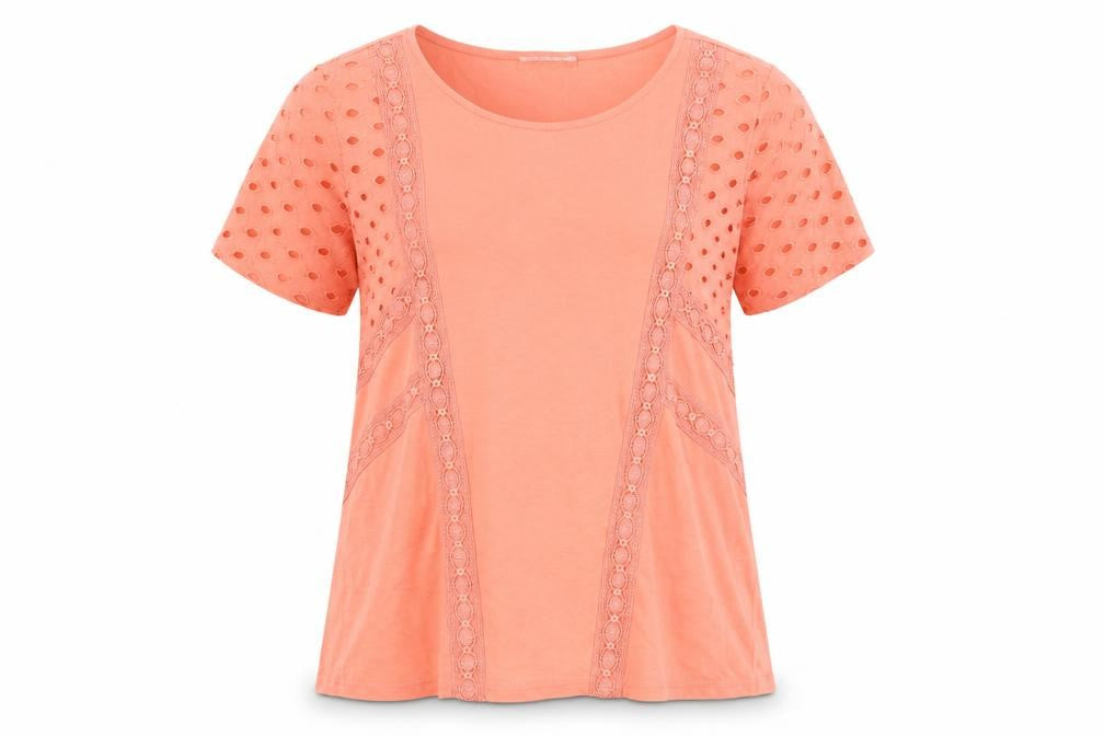 Indigo Womens Pink Polyester Basic T-Shirt Size 12 Round Neck