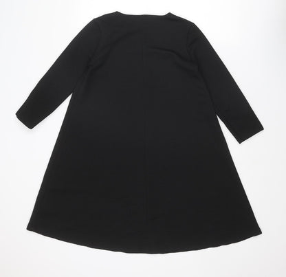 ASOS Womens Black Polyester Trapeze & Swing Size 10 Boat Neck Pullover