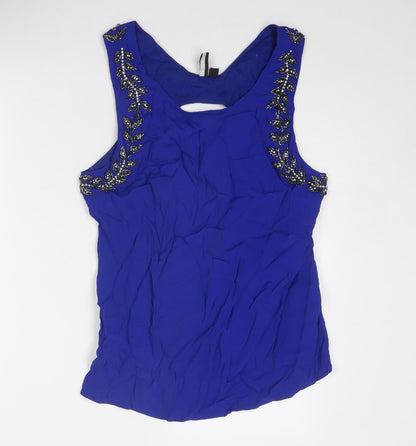 Womens UK Size 14 Topshop Blue Basic Tank