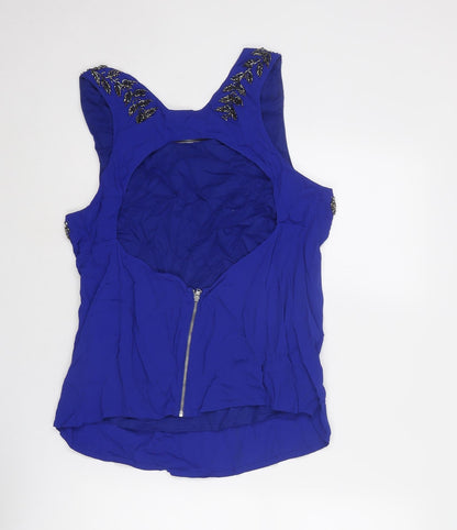 Womens UK Size 14 Topshop Blue Basic Tank