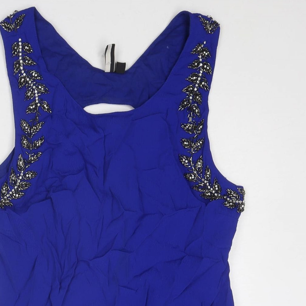 Womens UK Size 14 Topshop Blue Basic Tank