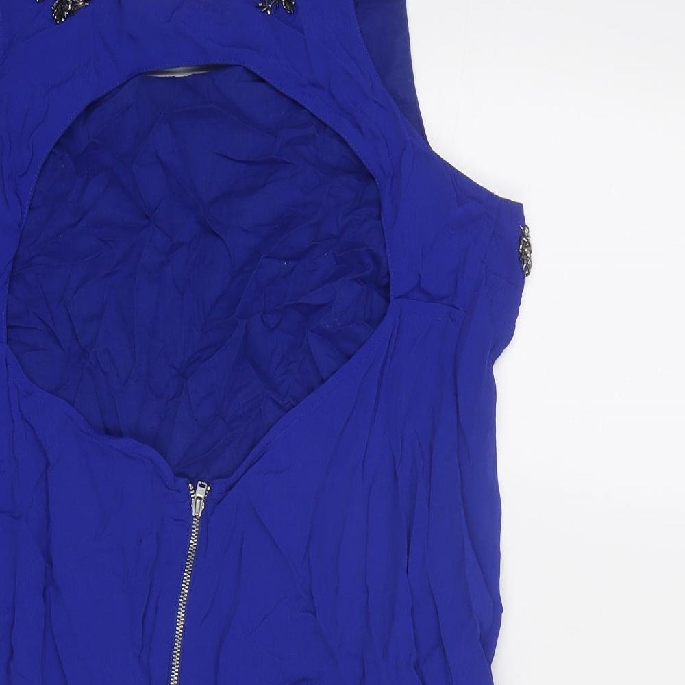 Womens UK Size 14 Topshop Blue Basic Tank