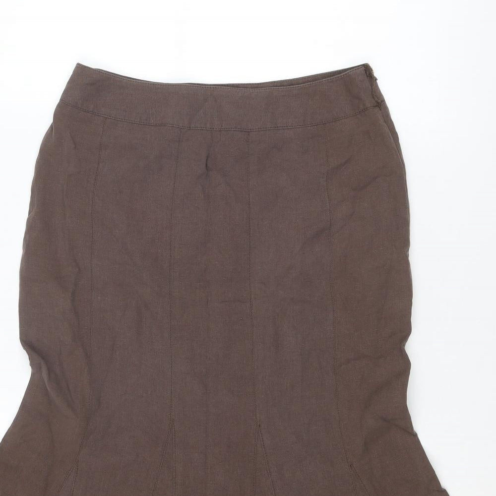 Principles Womens Brown Linen Swing Skirt Size 28 in Zip