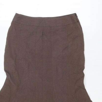 Principles Womens Brown Linen Swing Skirt Size 28 in Zip