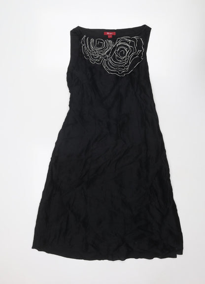 Monsoon Womens Black Polyester A-Line Size 10 Round Neck Zip