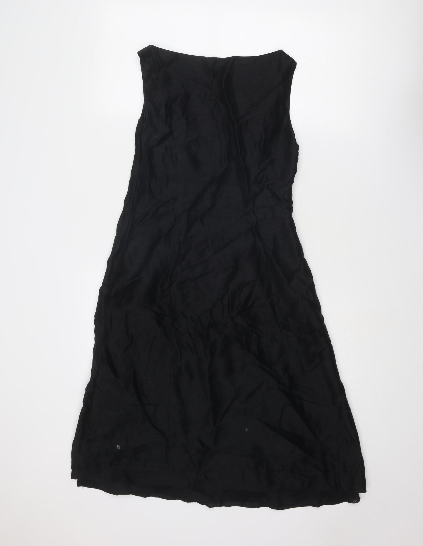 Monsoon Womens Black Polyester A-Line Size 10 Round Neck Zip