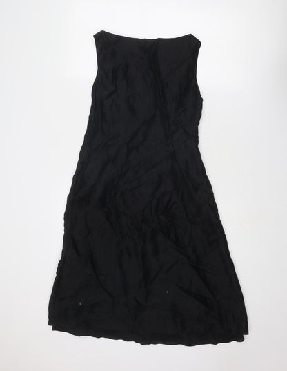 Monsoon Womens Black Polyester A-Line Size 10 Round Neck Zip