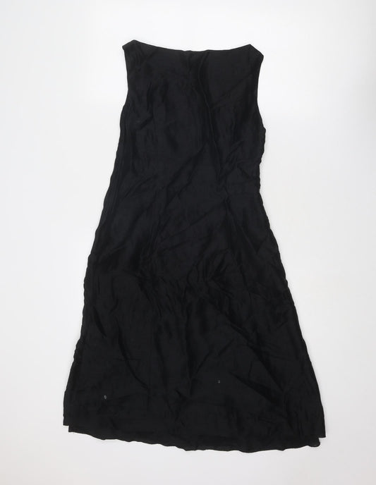 Monsoon Womens Black Polyester A-Line Size 10 Round Neck Zip