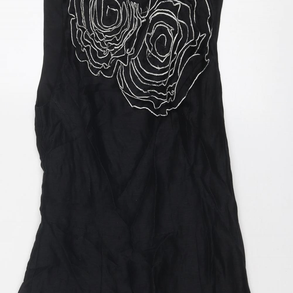 Monsoon Womens Black Polyester A-Line Size 10 Round Neck Zip