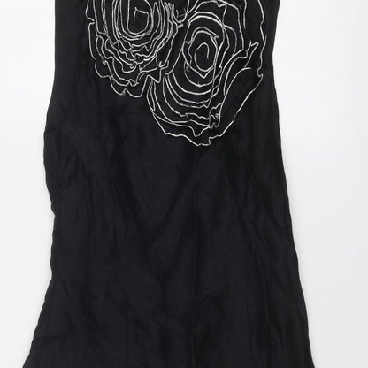 Monsoon Womens Black Polyester A-Line Size 10 Round Neck Zip