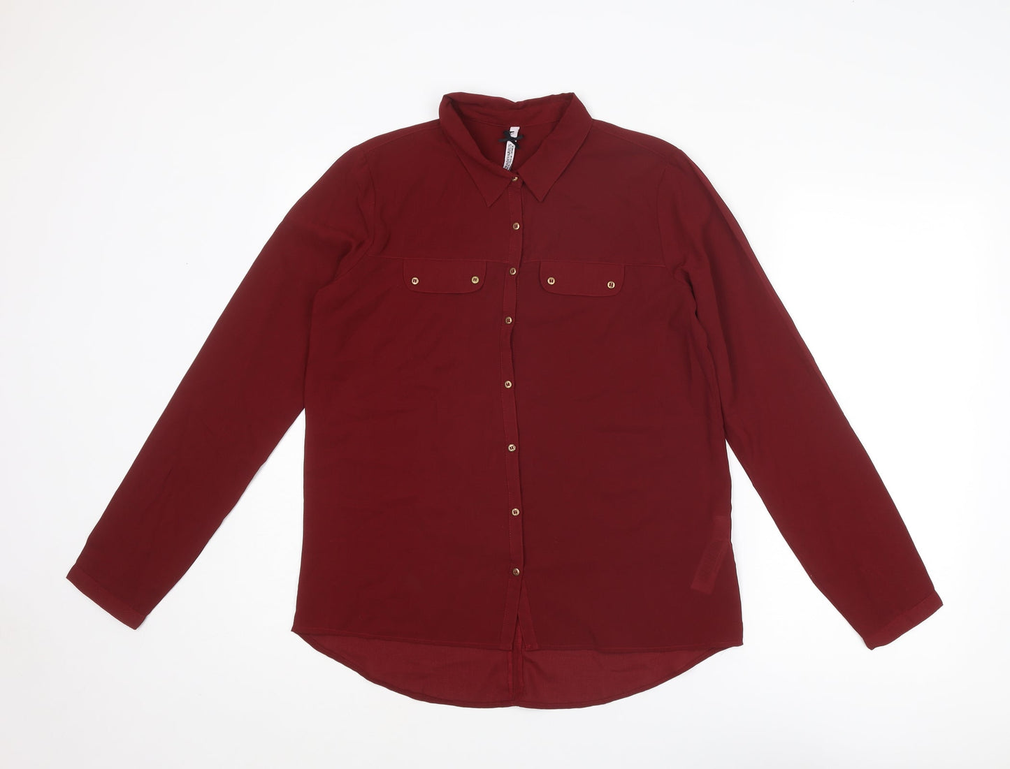 Womens UK Size M Stradivarius Red Basic Button-Up