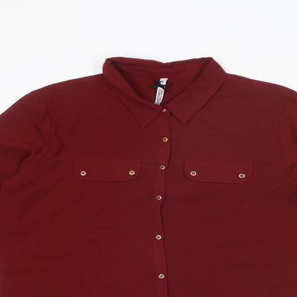 Womens UK Size M Stradivarius Red Basic Button-Up