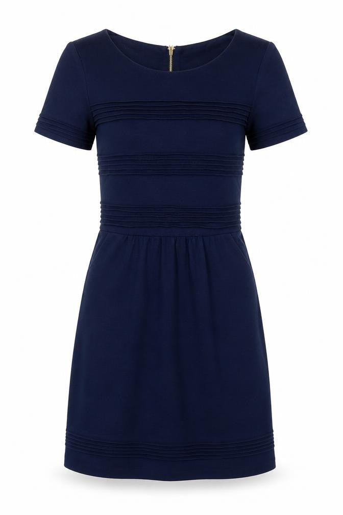 Uttam Boutique Womens Blue Polyester A-Line Size 8 Round Neck Zip