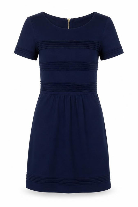 Uttam Boutique Womens Blue Polyester A-Line Size 8 Round Neck Zip