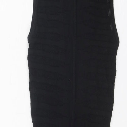 Bershka Womens Black Striped Viscose Bodycon Size XS Round Neck Pullover
