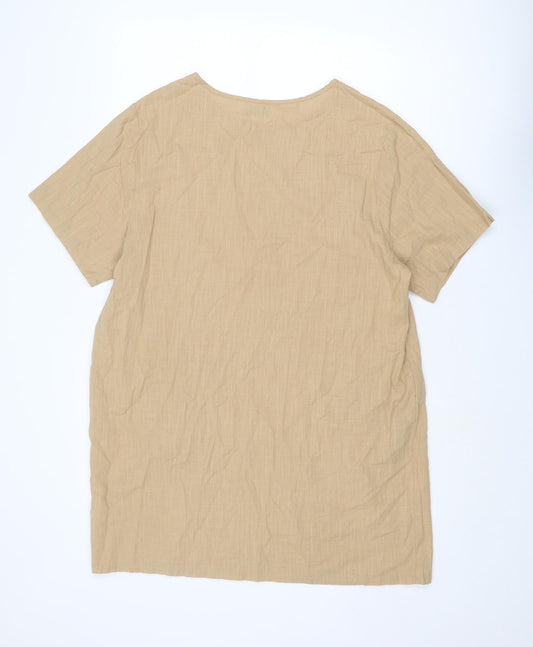 Blue Vanilla Womens Beige Cotton A-Line Size S Round Neck Pullover - Size S-M