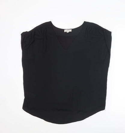 LOFT Womens Black Viscose Basic Blouse Size L Boat Neck