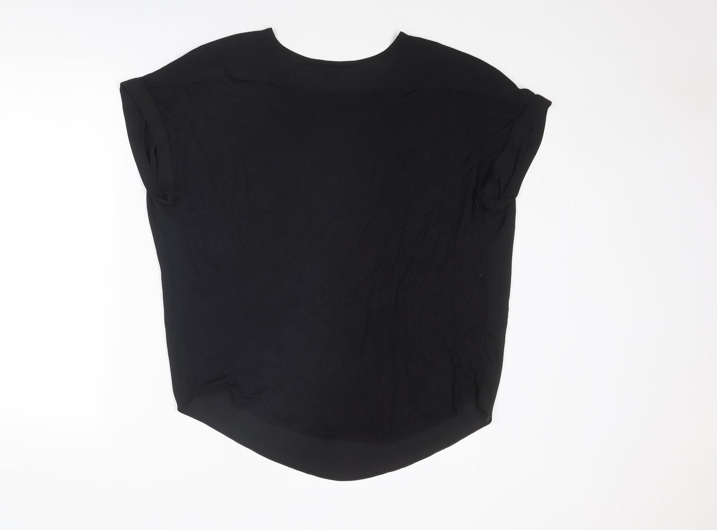 LOFT Womens Black Viscose Basic Blouse Size L Boat Neck