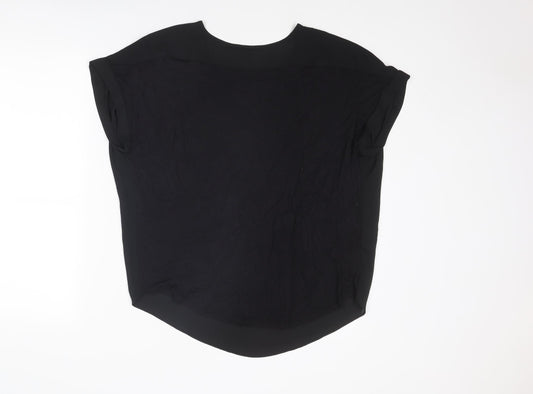 LOFT Womens Black Viscose Basic Blouse Size L Boat Neck