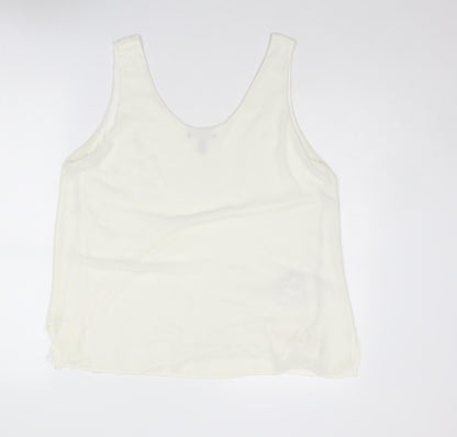 Mango Womens Ivory Polyester Basic Tank Size XL Scoop Neck