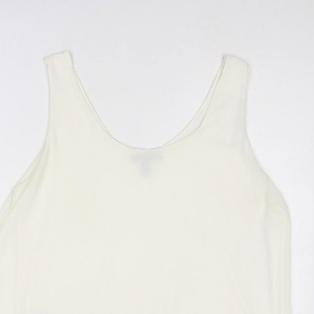 Mango Womens Ivory Polyester Basic Tank Size XL Scoop Neck