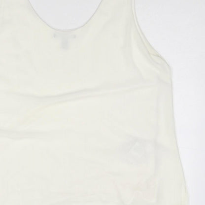 Mango Womens Ivory Polyester Basic Tank Size XL Scoop Neck