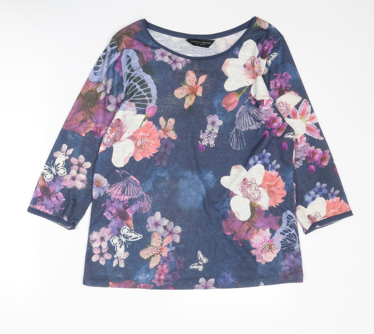 Womens UK Size 14 Dorothy Perkins Blue Basic Blouse