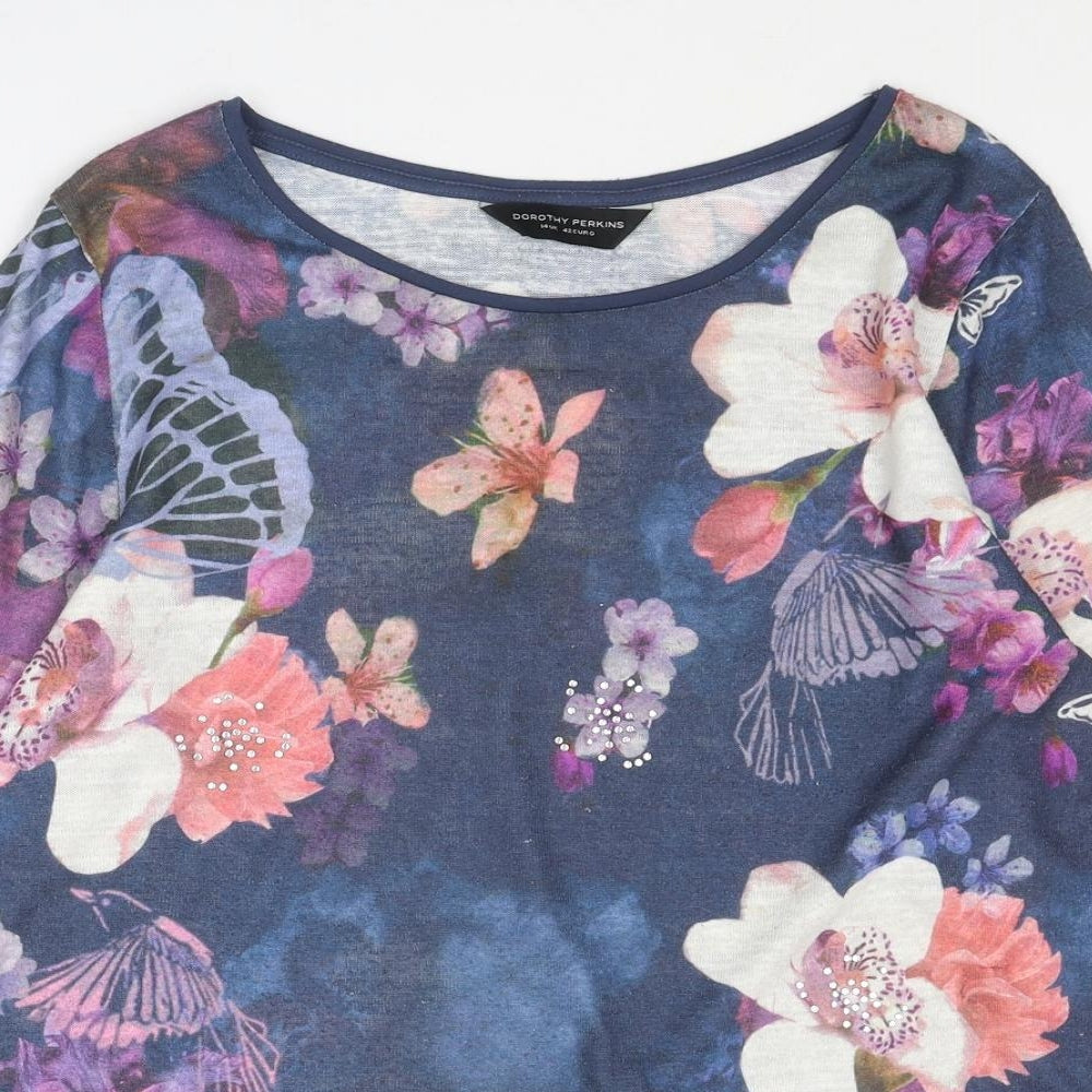 Womens UK Size 14 Dorothy Perkins Blue Basic Blouse