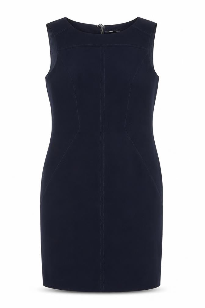 Marks and Spencer Womens Blue Polyester Shift Size 12 Round Neck Zip
