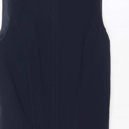 Marks and Spencer Womens Blue Polyester Shift Size 12 Round Neck Zip