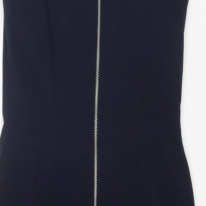Marks and Spencer Womens Blue Polyester Shift Size 12 Round Neck Zip
