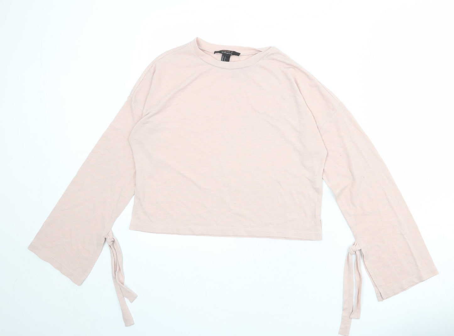 FOREVER 21 Womens Pink Polyester Basic T-Shirt Size S Round Neck