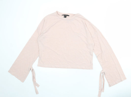 FOREVER 21 Womens Pink Polyester Basic T-Shirt Size S Round Neck