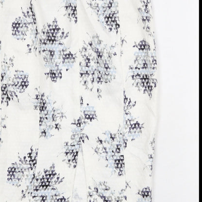 New Look Womens White Geometric Cotton Straight & Pencil Skirt Size 10 Zip